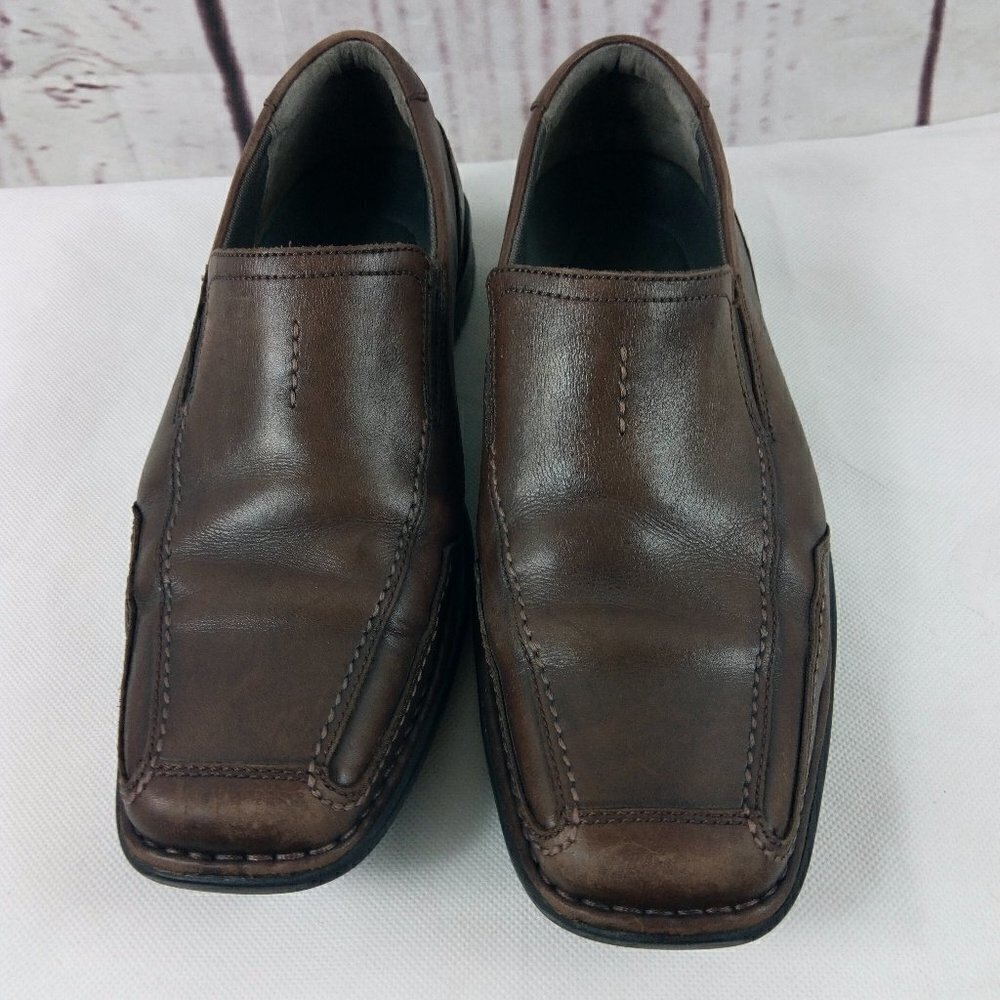 Clarks 82227 Men's Brown Leather Slip On Driving Loafers Shoes 10M